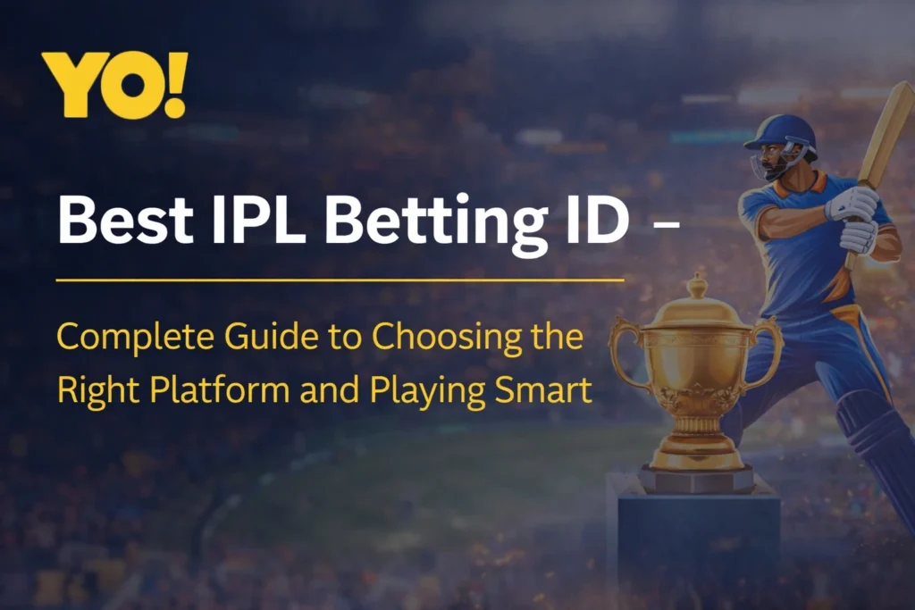Best IPL Betting ID complete guide with YO logo, cricket player and trophy illustration