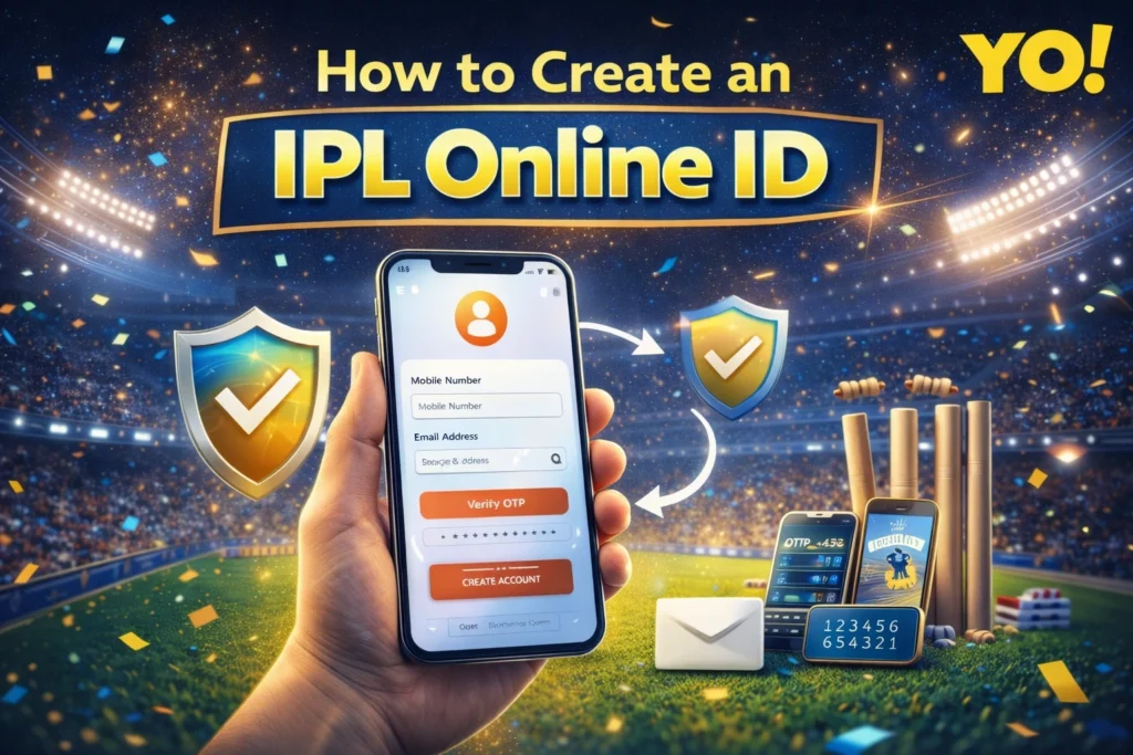 How to create IPL Online ID step by step guide with mobile registration and YoBook logo