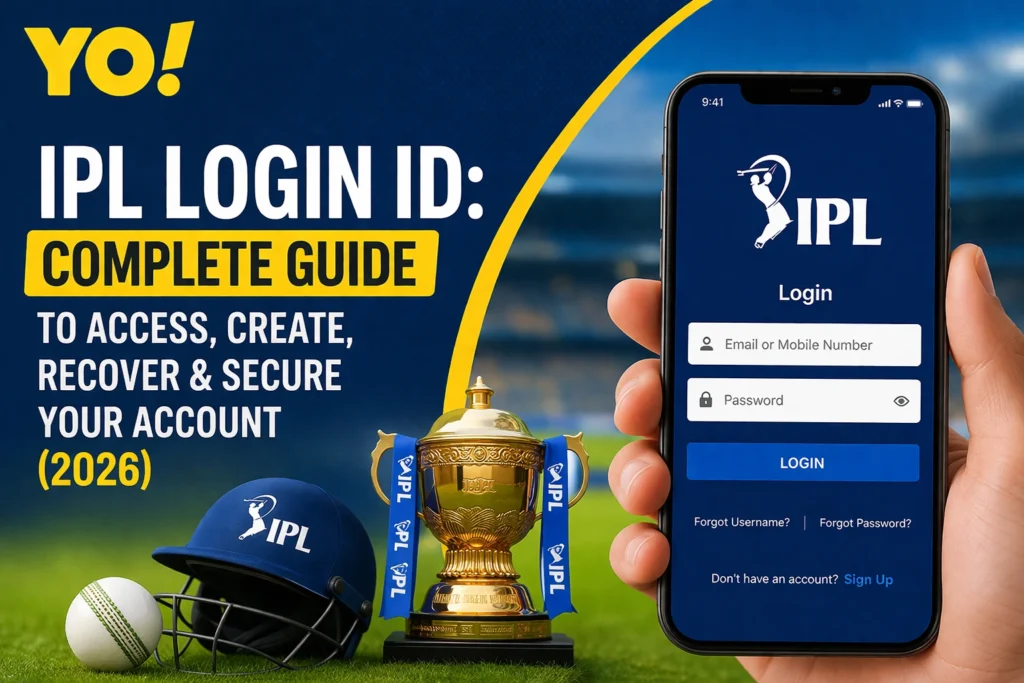 IPL Login ID complete guide 2026 with YO logo showing how to access create recover and secure account